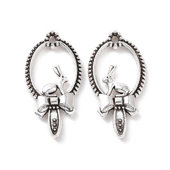 Сплавочные подвески тибетского стиля, кролик с бантом