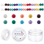 200Pcs DIY Natural & Dyed Lava Rock Beaded Stretch Bracelet Making Kits, Including 10 Colors Round Beads and Flat Elastic Thread