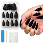1 Bag ABS Plastic Press On False Nails, Nail Art Decoration Accessories, Teardrop, with 1Pc Wood Manicure Stick and 1Pc Wood Polish Strip File