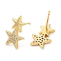Rack Plating Brass Star Stud Earrings with Cubic Zirconia, Lead Free & Cadmium Free