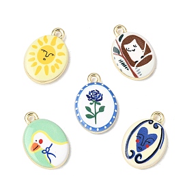 Печатные подвески сплава, овальные амулеты, долговечный, стойки покрытие, золотые