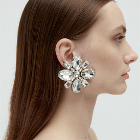 Sparkling Crystal Flower Earrings for Women - Glamorous and Bold Claw Chain Design