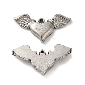 Valentine's Day 304 Stainless Steel Pendants, Heart with Wing Charm