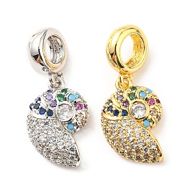 Brass Micro Pave Cubic Zirconia Pendents, Lead Free & Cadmium Free, Conch