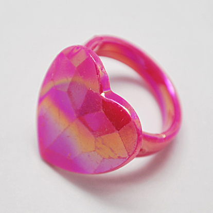 Kids Valentines Day Gifts Acrylic Rings for Kids, AB Color, Mixed Color, 14mm