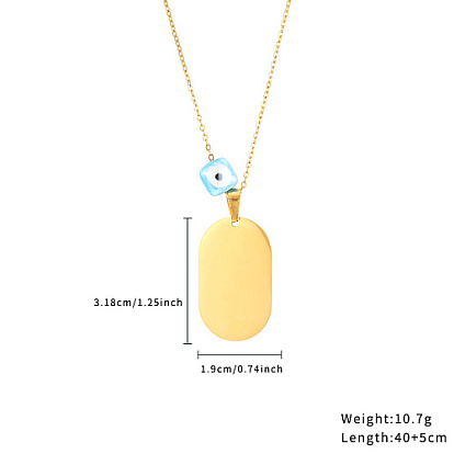 Blank Rectangle Stainless Steel Pendant Necklaces with Cable Chains