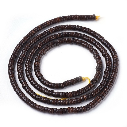 Coconut Beads Strands, Flat Round