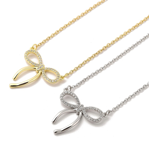 304 подвесные из нержавеющей стали ожерелья, ожерелья с подвесками из латуни с прозрачным кубическим цирконием и микропаве