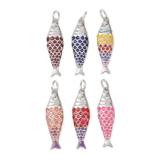 Латунь эмаль подвески, рыба, без кадмия и без свинца, стойки покрытие, долговечный, с целью перехода в кольце, платина