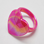 Kids Valentines Day Gifts Acrylic Rings for Kids, AB Color, Mixed Color, 14mm