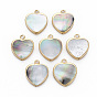 Electroplate Black Lip Shell Pendants, with Half Drilled Hole, Heart
