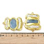 Rack Plating Brass Connector Charms, with Natural Keshi Pearl and Dyed Jade, Long-Lasting Plated, Bowknot Links