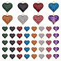 48Pcs 8 Colors Zinc Alloy Pendants, Heart, with Enamel & Glitter Powder, Light Gold