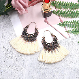 Bohemian Style Tassel Earrings for Women with Beaded Accents