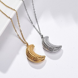 304 Женские ожерелья с подвеской в виде луны из нержавеющей стали, с пластиковой жемчужиной внутри