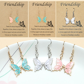 Enamel Butterfly Dangle Earrings, Alloy Jewelry for Women