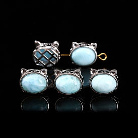 Natural Larimar Beads, with Alloy Finding, Cat