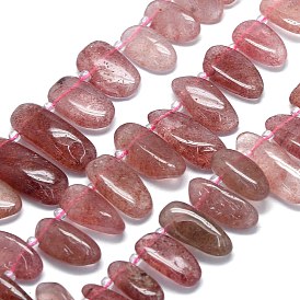 Synthetic Strawberry Quartz Beads Strands, Nuggets, Top Drilled, with Seed Beads