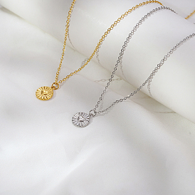 Нержавеющая сталь плоская круглая с кулоном в форме сердца ожерелья для женщин повседневные повседневные украшения