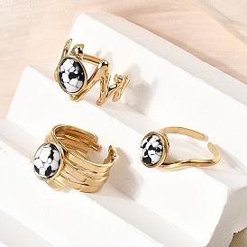 304 открытые манжеты из нержавеющей стали для женщин, круглые, с синтетическими бирюзовый