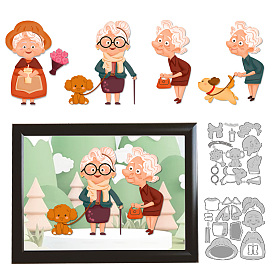 Бабушка с собакой трафареты для резки углеродистой стали, для diy scrapbooking, Фотоальбом, декоративная бумага для тиснения, форма для поздравительных открыток