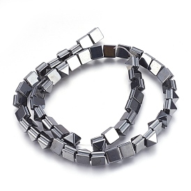 Non-magnetic Synthetic Hematite Bead Strands, Grooved, Pyramid
