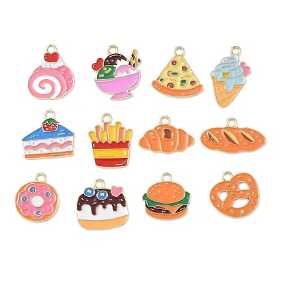 Alloy Enamel Pendants, Foods Charms, Golden