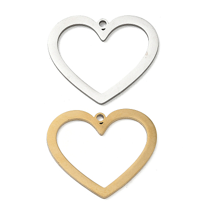 Pendentifs en acier inoxydable, charmes de coeur, Coupe au laser