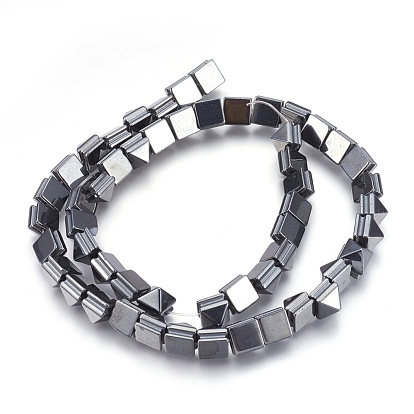 Non-magnetic Synthetic Hematite Bead Strands, Grooved, Pyramid