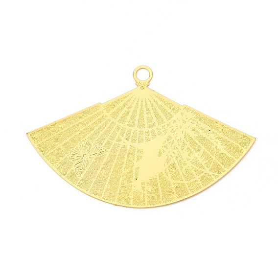Латунные большие кулоны, вентилятор, гравированные металлические украшения, долговечный, без никеля 