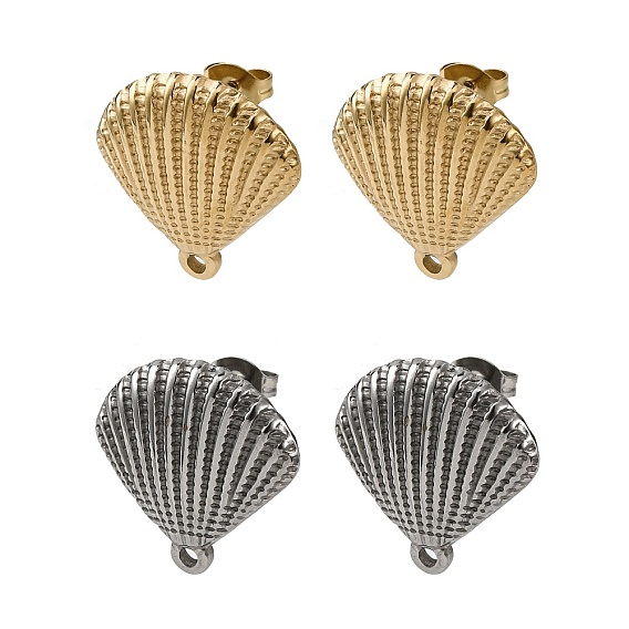 304 Выводы серьги из нержавеющей стали шпилька, ионное покрытие (ip), формы раковины, с петлей