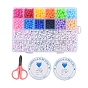 DIY Jewelry Finding Kit, Including Round & Flat Round Plastic & Acrylic Letter Beads, Elastic Stretch Thread and Stainless Steel Scissors
