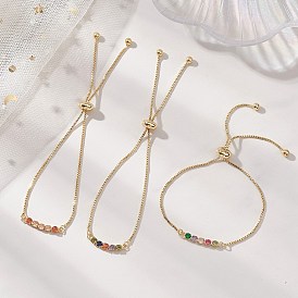 Латунные браслеты-слайдеры с кубическими циркониями, золотые