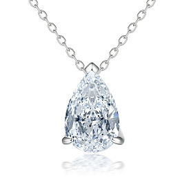 Minimalist Waterdrop & Pear-shaped CZ Necklace - Fashionable and Versatile S925 Silver Collarbone Chain