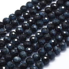 Naturelles oeil de tigre bleu brins de perles, facette, ronde