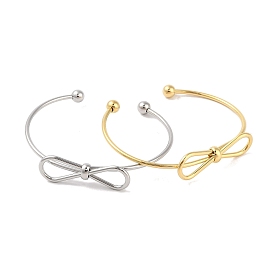 Bowknot 304 Stainless Steel Open Cuff Bangles for Women