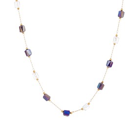 304 Колье из нержавеющей стали и стекла для женщин, колонка, ионное покрытие (ip), долговечный, реальный 18 k позолоченный