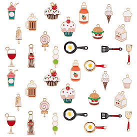 36Pcs 17 Style Alloy Enamel Pendants, Mixed Shape