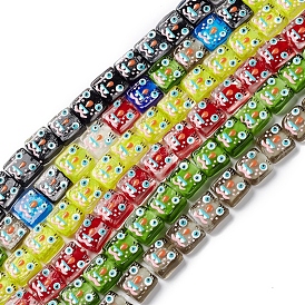 Handmade Lampwork Beads Strands, Rectangle with Expression