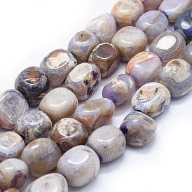 Natural Agate Beads Strands, Tumbled Stone, Dyed & Heated, Nuggets