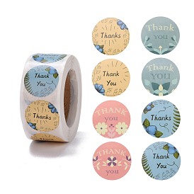 Thank You Stickers, Paper Stickers, Round with Word, Self-Adhesive Gift Tag Labels