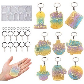DIY Silicone Halloween Theme Pendant Molds & Keychain & Jump Ring Set, Resin Casting Molds, For UV Resin, Epoxy Resin Jewelry Making, Pumpkin/Cauldron/Ghost