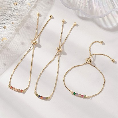 Латунные браслеты-слайдеры с кубическими циркониями, золотые