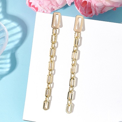 Серьги-гвоздики с кисточками из латуни, цепочка-оберег