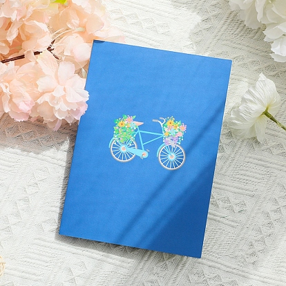 Cartes de voeux à la main, 3d cartes pop-up, papier d'artisanat, avec des enveloppes, pour Saint Valentin, vélo et fleur