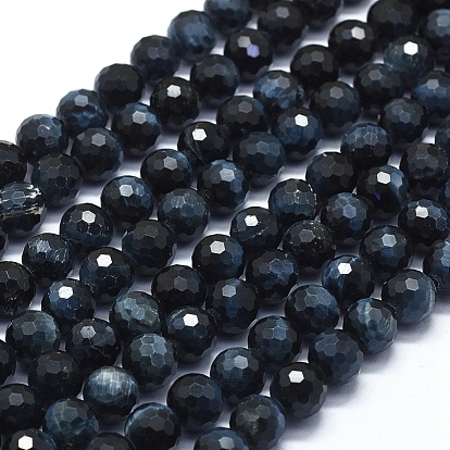 Naturelles oeil de tigre bleu brins de perles, facette, ronde