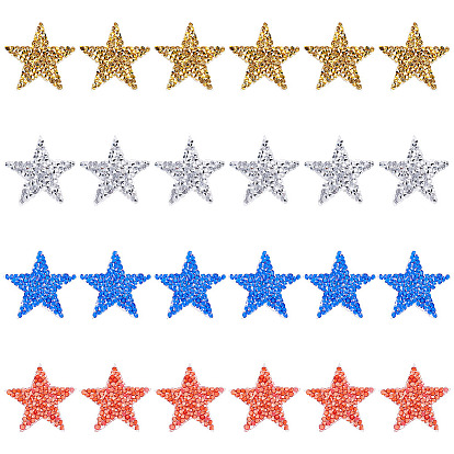 24шт. 4 цветов, стразы в форме звезды, нашивки, приклеиваемые утюгом, аксессуары для костюма, швейные украшения, на день независимости