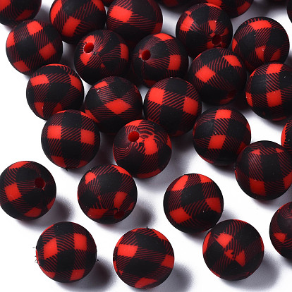 Food Grade Eco-Friendly Silicone Beads, Printed, Round