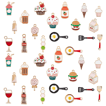 36Pcs 17 Style Alloy Enamel Pendants, Mixed Shape