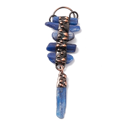 Natural Kyanite Big Pendants, with Red Copper Tone Brass Findings, Teardrop, Cadmium Free & Lead Free